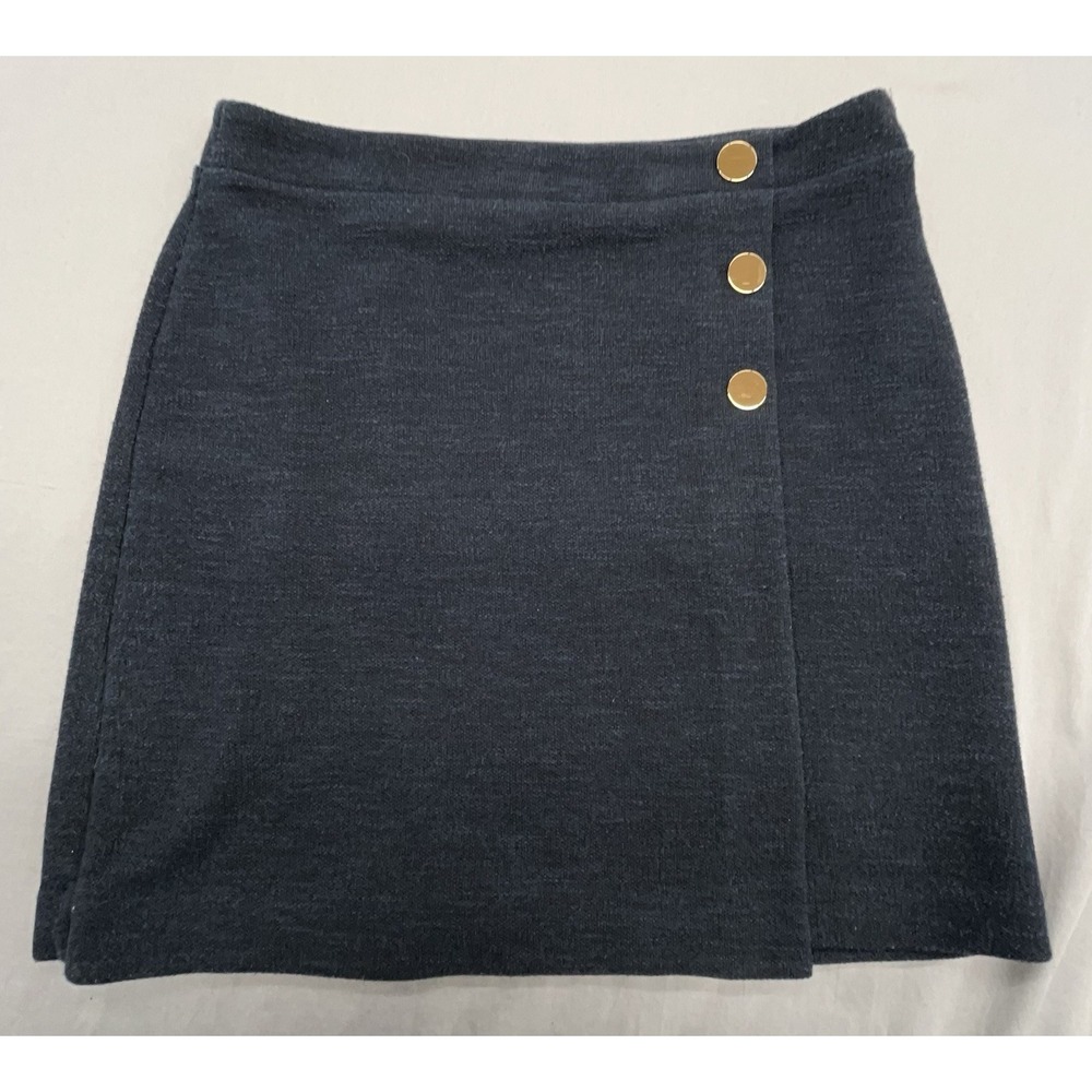 Mini Skirt 8 Navy Blue Gold Buttons Stretch Preppy Classic Nautical Sailor Beach
